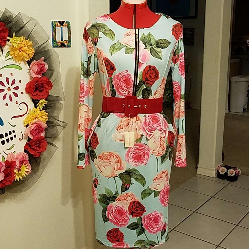 NWOT Rose print dress